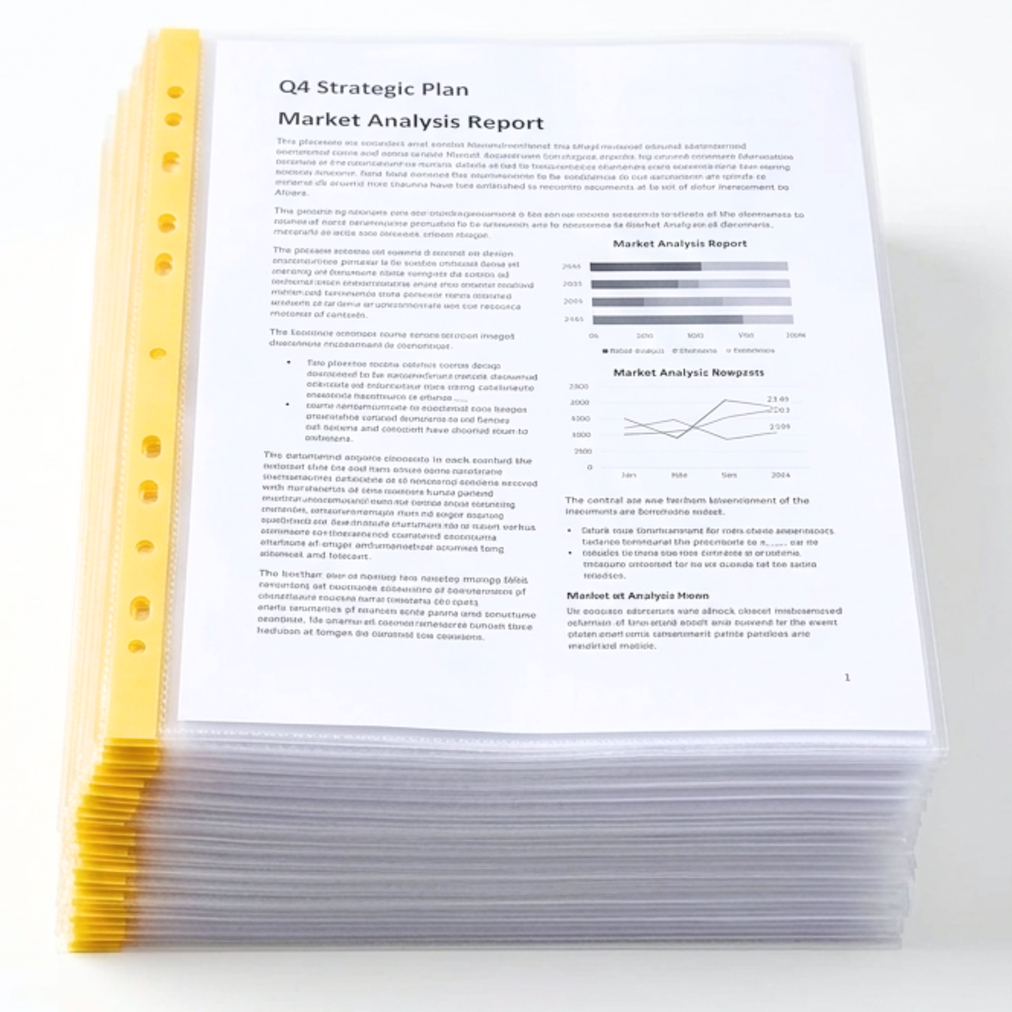 Yellow Spine A4 Punch Pockets Pack of 50 Crystal Clear Filing Wallets for Ring Binders