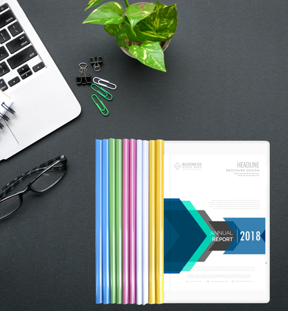 A4 Sliding Bar Report Covers – Pack of 10 Assorted Pastel Colours