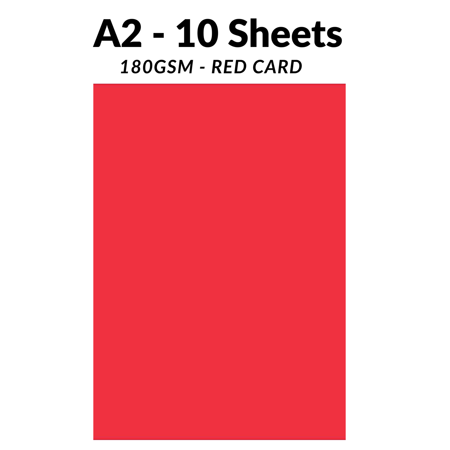 A2 Red Card 180gsm | Thick Craft Cardstock | Pack of 10 Sheets