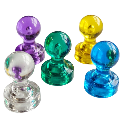Colourful Strong Magnetic Push Pin Magnets – Pack of 25 (5 Assorted Colours)