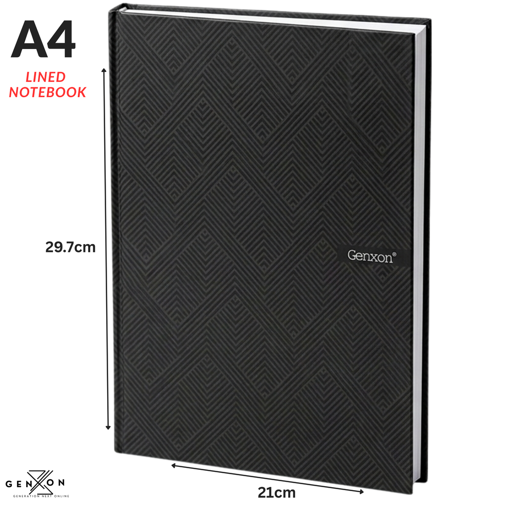 A4 Hardback Notebook 160 Pages 100gsm Lined Ruled with Margin Red Black Blue