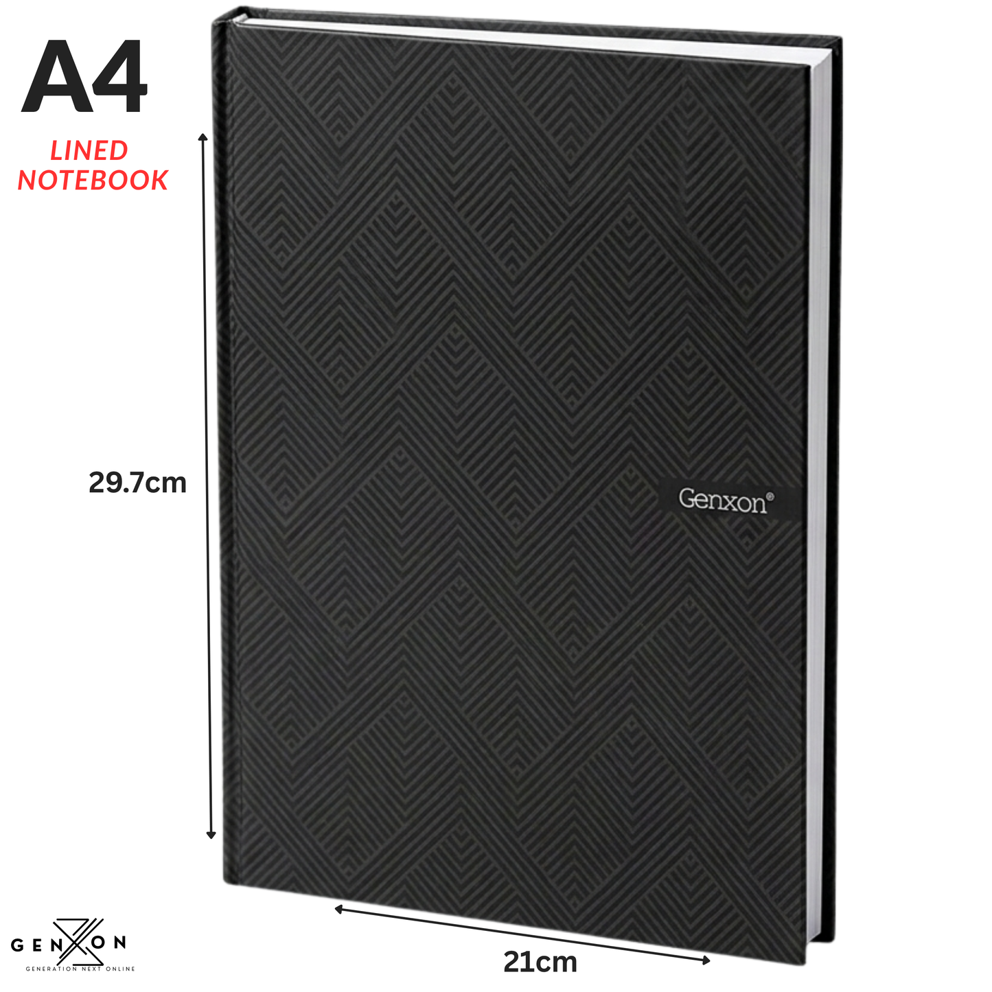 A4 Hardback Notebook 160 Pages 100gsm Lined Ruled with Margin Red Black Blue