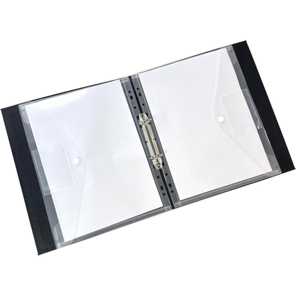A4 Punched Button Wallets | Pack of 12 Clear Document Wallets with Card Pocket
