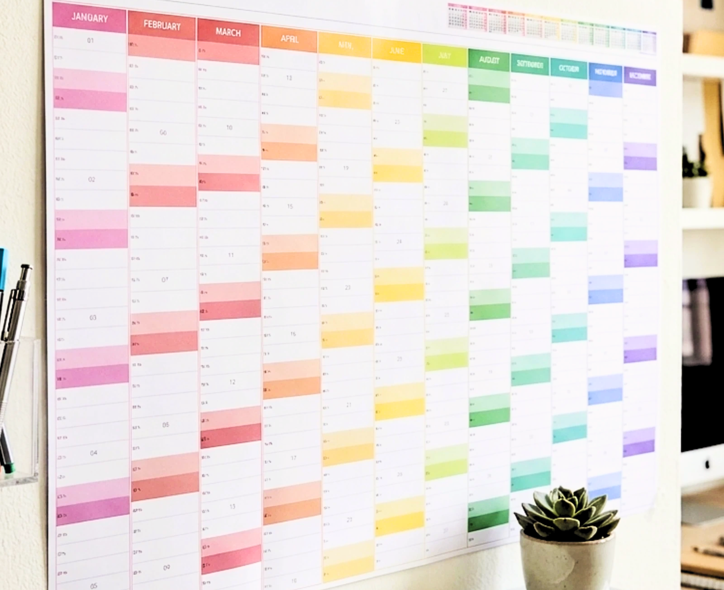 wall planner showing on wall
