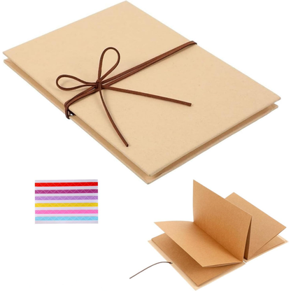 Kraft Scrapbook Album with Leather Cord Tie | Accordion Pages | 3 Sizes
