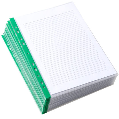 Green Spine A4 Punch Pockets Pack of 50 Crystal Clear Filing Wallets for Ring Binders