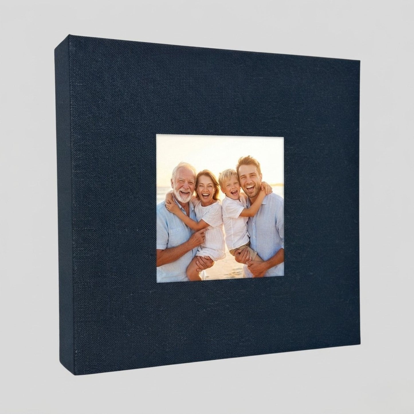Large Photo Album 6x4 200 Pockets – Slip-In Memo Photo Book | Linen Hardcover, Personalised Cover Window | Family, Wedding & Holiday Memories (Black, Blue, Grey)