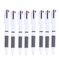 Set of eight white pens with grey accents on a white background