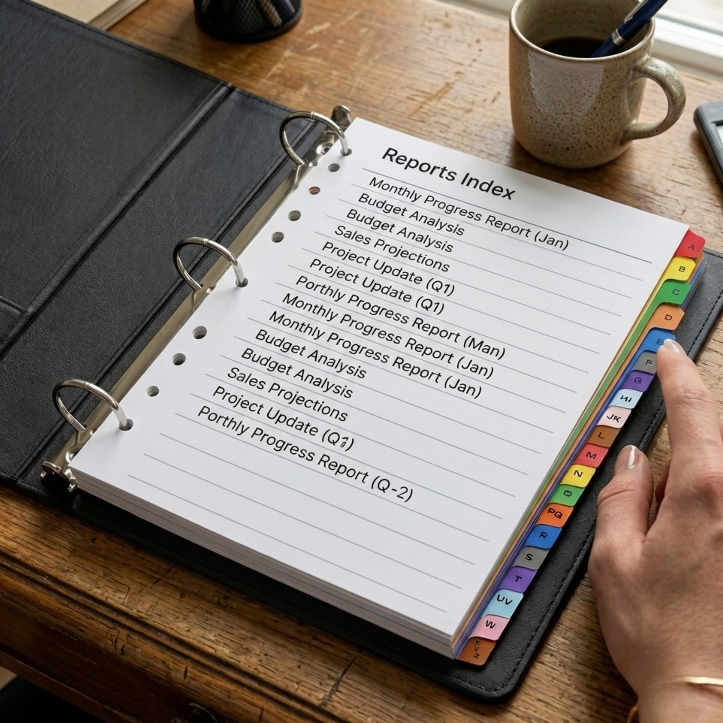 A4 A-Z Alphabetical File Dividers | 20 Part Colour-Coded Index Tabs | Ring Binder Organiser