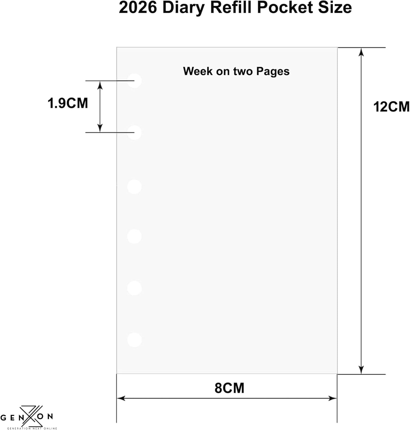 2026 Diary Refill – Filofax Pocket Compatible, Week to View, UK Holidays