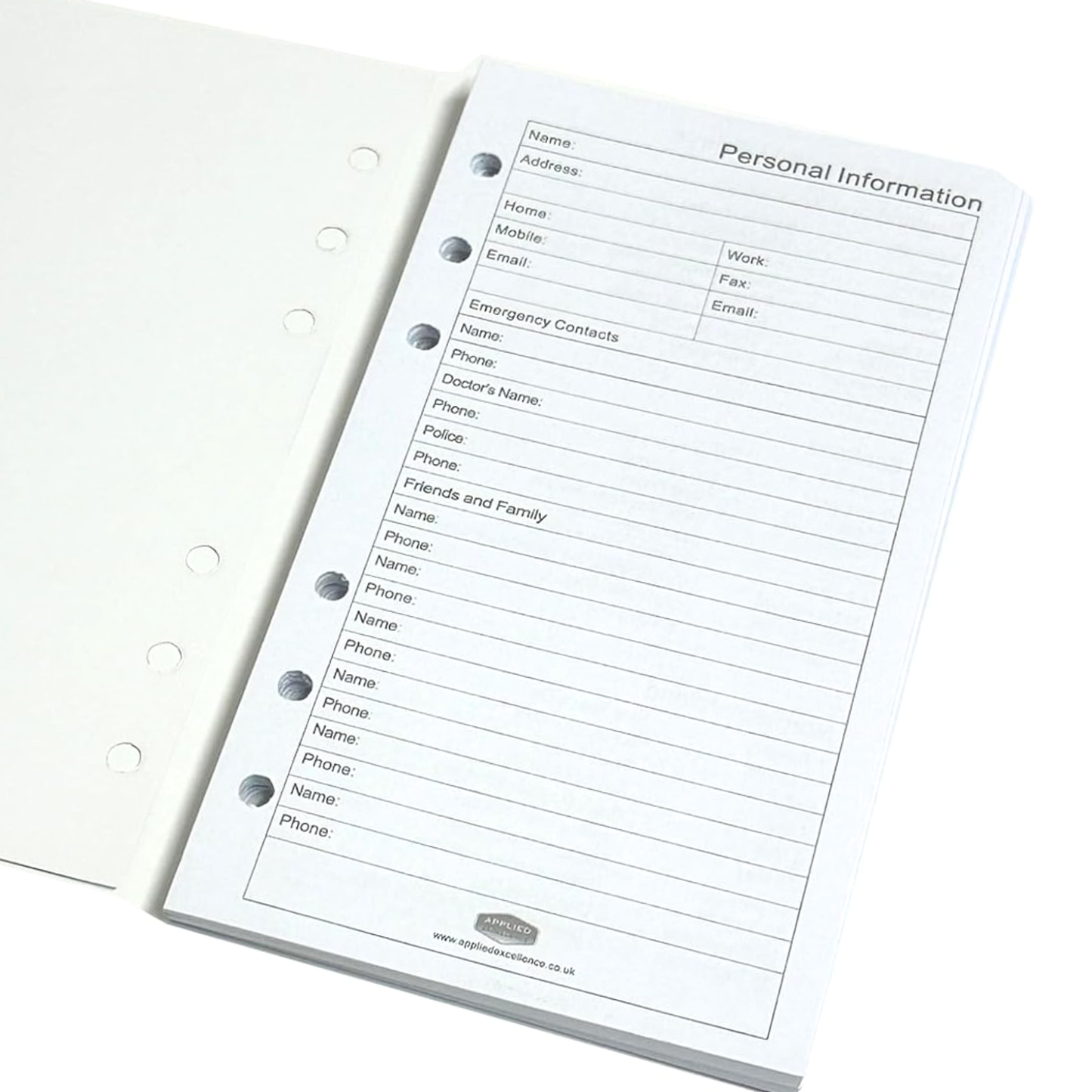 2026 Personal Diary Refill – Week on Two Pages, Filofax Compatible
