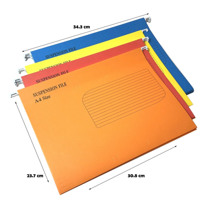 A4 Suspension Files with Labels & Clear Holders – Mixed Colours - 10/20/30 Pack