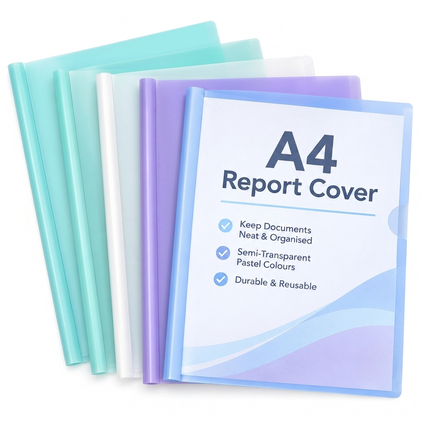 Pack of 5 A4 Report Cover Display Folders – Pastel Colours