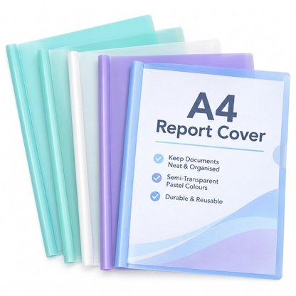 Pack of 5 A4 Report Cover Display Folders – Pastel Colours