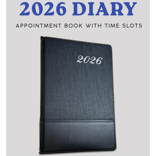 2026 A5 Daily Planner | Black Leatherette Appointment Book with Monthly Tabs