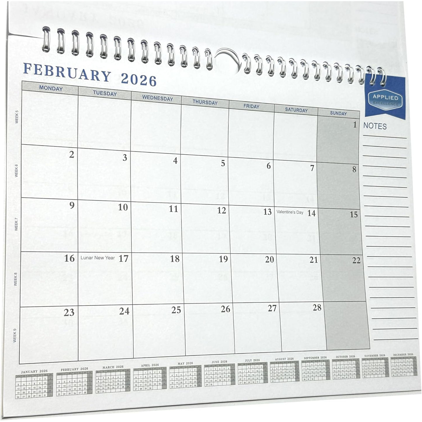 2026 Easy Glance Calendar | Month to View | Notes | Wall & Desktop Planner