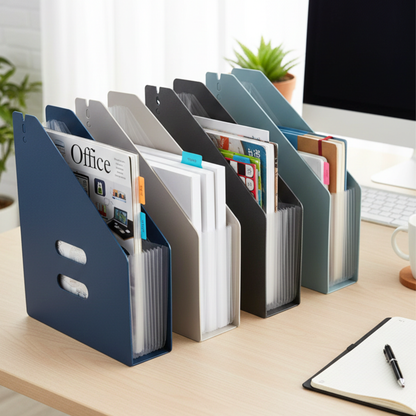 Expanding File Folder Organiser A4 – 13 Pockets Concertina Filing Box - Black-Navy-Pink & Blue