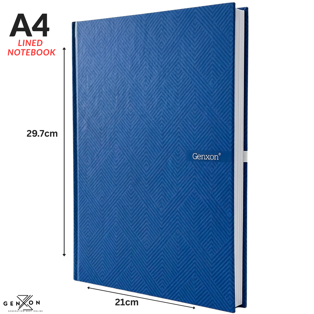 A4 Hardback Notebook 160 Pages 100gsm Lined Ruled with Margin Red Black Blue
