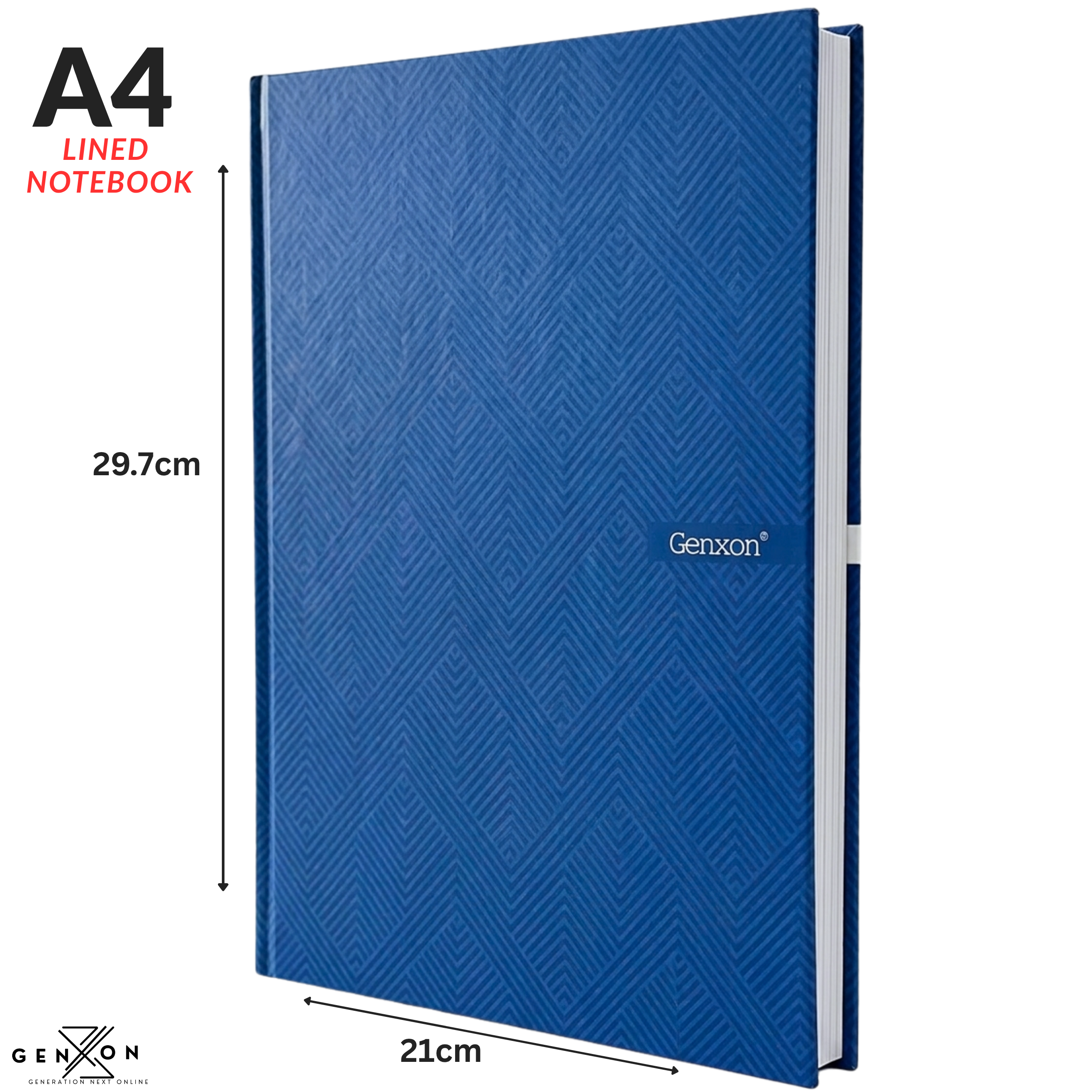 A4 Hardback Notebook 160 Pages 100gsm Lined Ruled with Margin Red Black Blue