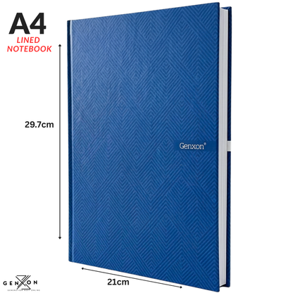 A4 Hardback Notebook 160 Pages 100gsm Lined Ruled with Margin Red Black Blue