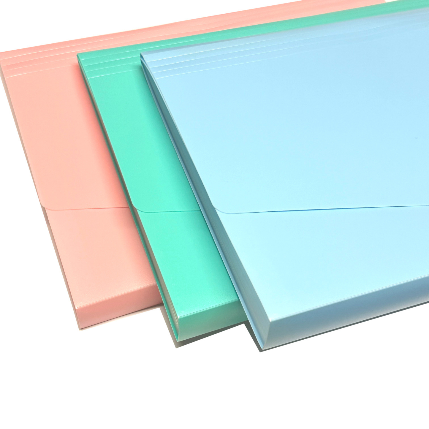 Expanding File Folder A4 – 12 Pocket Document Organiser with Index Labels | Pastel Pink, Blue & Green