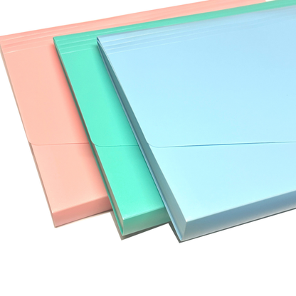 Expanding File Folder A4 – 12 Pocket Document Organiser with Index Labels | Pastel Pink, Blue & Green