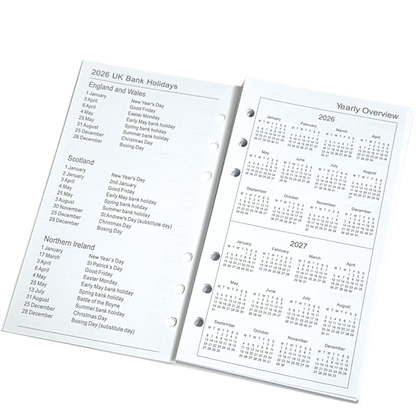 2026 Personal Diary Refill – Week on Two Pages, Filofax Compatible