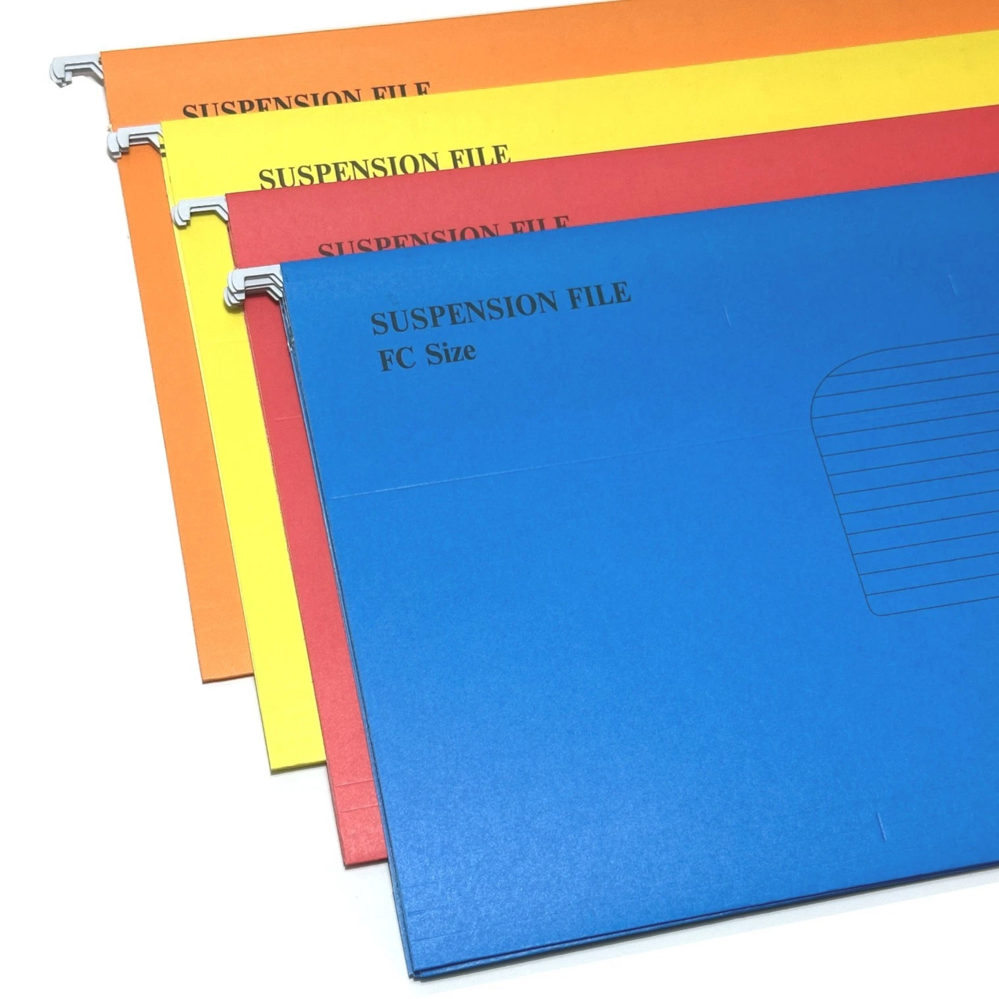 Foolscap Suspension Files with Tabs, 40cm Runners, Assorted Colours