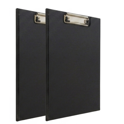 A4 Fold-Over Clipboard | Black | Low-Profile Metal Clip & Inner Pocket