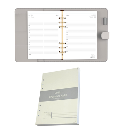 A5 Diary Refill 2026 – Day Per Page, Time Slots 8am–8pm | Filofax Compatible