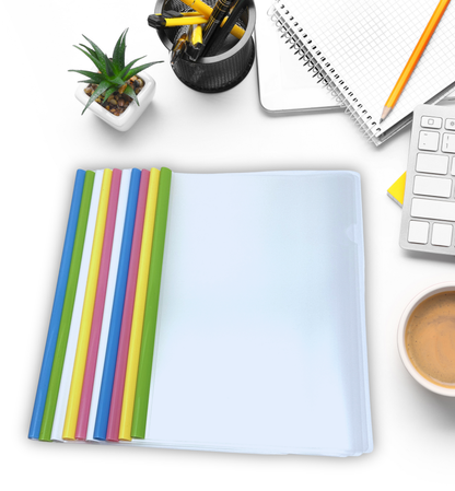 A4 Sliding Bar Report Covers – Pack of 10 Assorted Pastel Colours