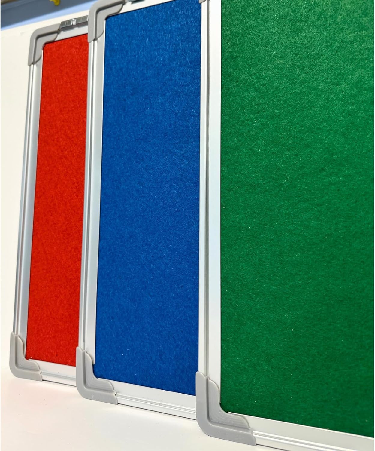Fabric Cork Felt Pin Board | Aluminium Frame | 60x40cm | Home, Office & School Noticeboard | Green, Blue & Red