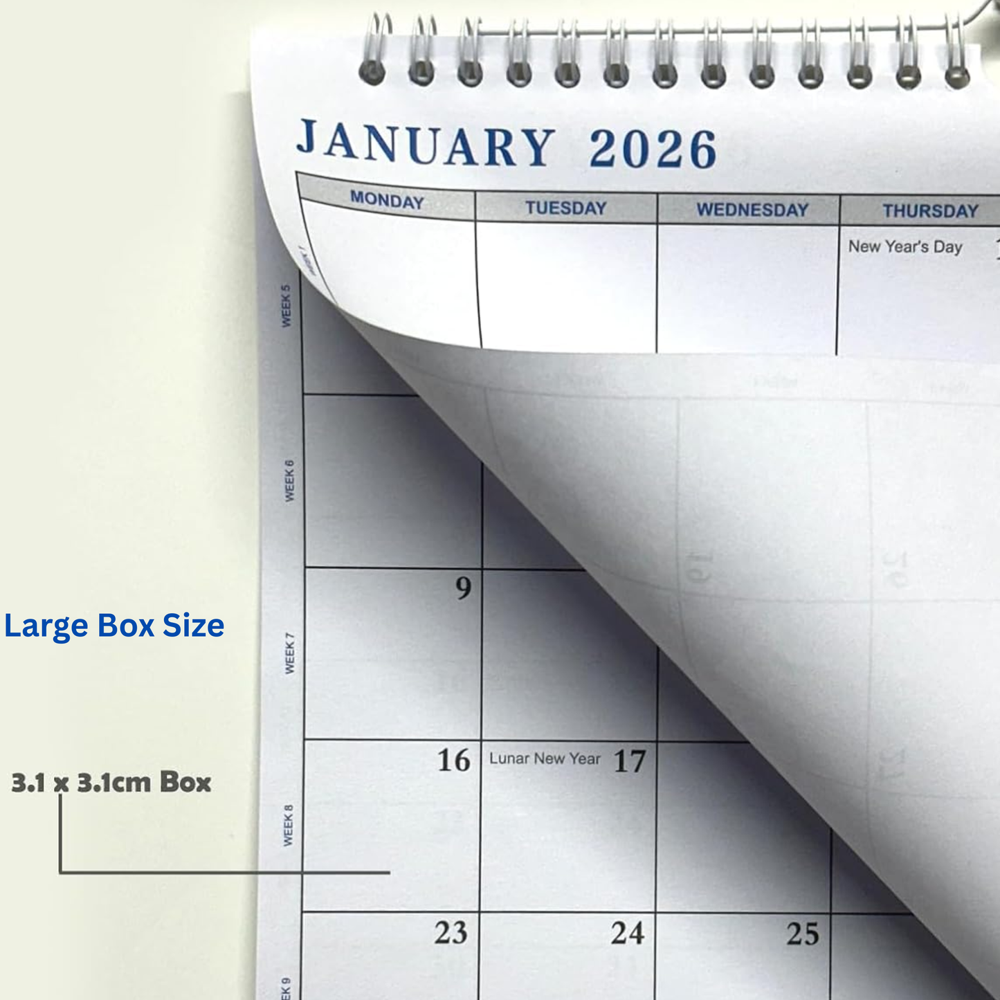 2026 Easy Glance Calendar | Month to View | Notes | Wall & Desktop Planner
