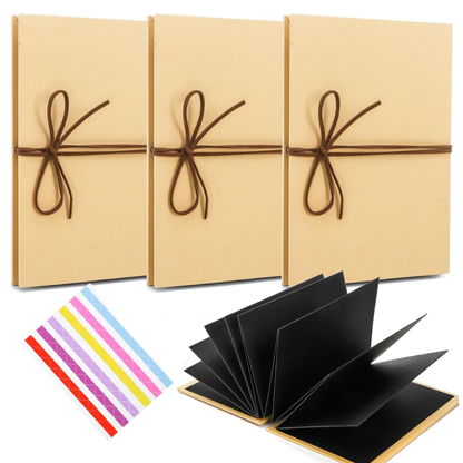 Scrapbook Photo Album | Foldable | Black Inner Sheets | Photo Corner Sheets | S/M/L