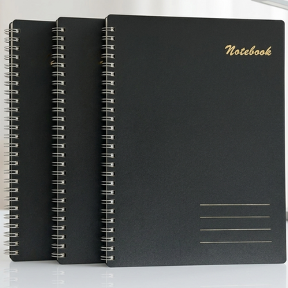 Spiral Notebook – 160 Lined Pages | 80gsm Wide Ruled | Black Wipeable Cover | A5 & B5