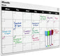 Magnetic Weekly Planner Fridge Board | A3 Landscape | Dry-Wipe Whiteboard | 4 Markers Included
