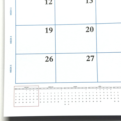 Calendar page showing a portion of a larger calendar CLOSER VIEW OF BOXES