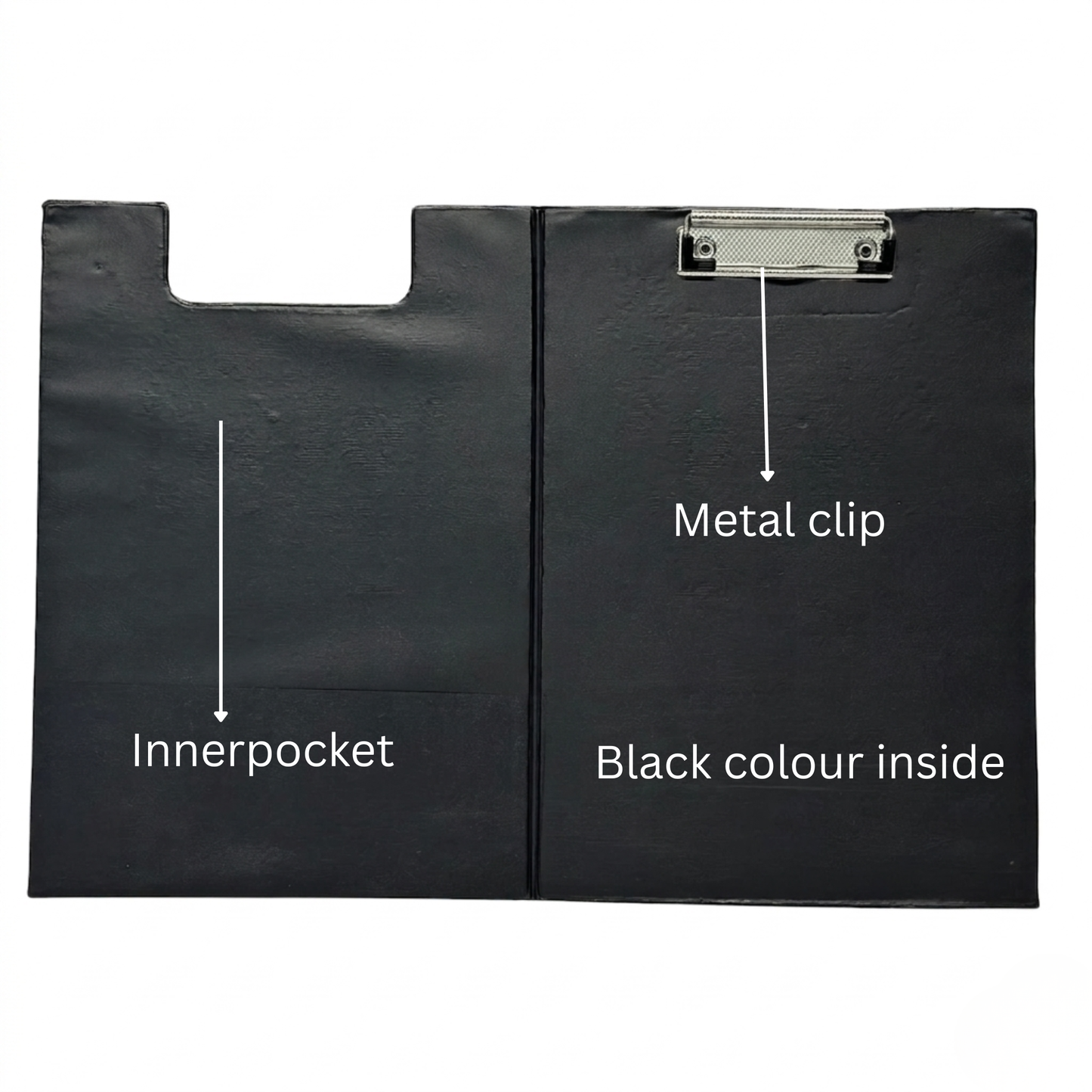 A4 Clipboard Folder | Leatherette Fold-Over Document Holder | Metal Clip & Inner Pocket | 4 Colours