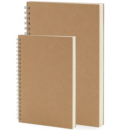 Lined Notebook – Spiral Wirebound Writing Journal | Kraft Cover | Wide Ruled | 80 Sheets | A4 & A5