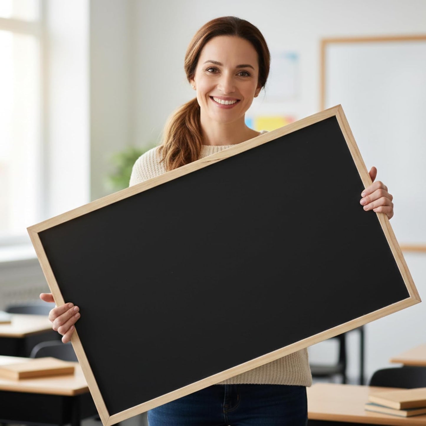 Genxon Wooden Framed Black Chalk Boards – 90x60cm, 60x40cm & 40x30cm for Home, Office & School