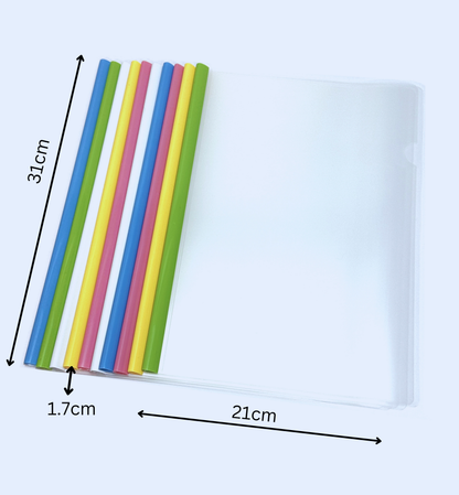 A4 Sliding Bar Report Covers – Pack of 10 Assorted Pastel Colours