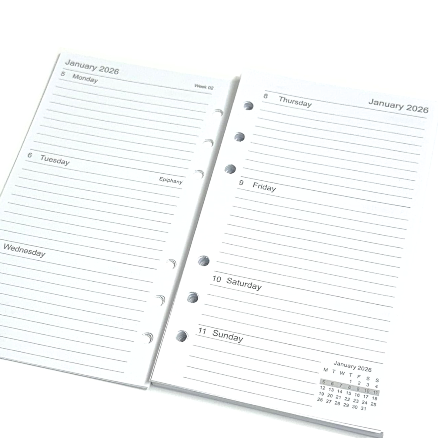2026 Personal Diary Refill – Week on Two Pages, Filofax Compatible