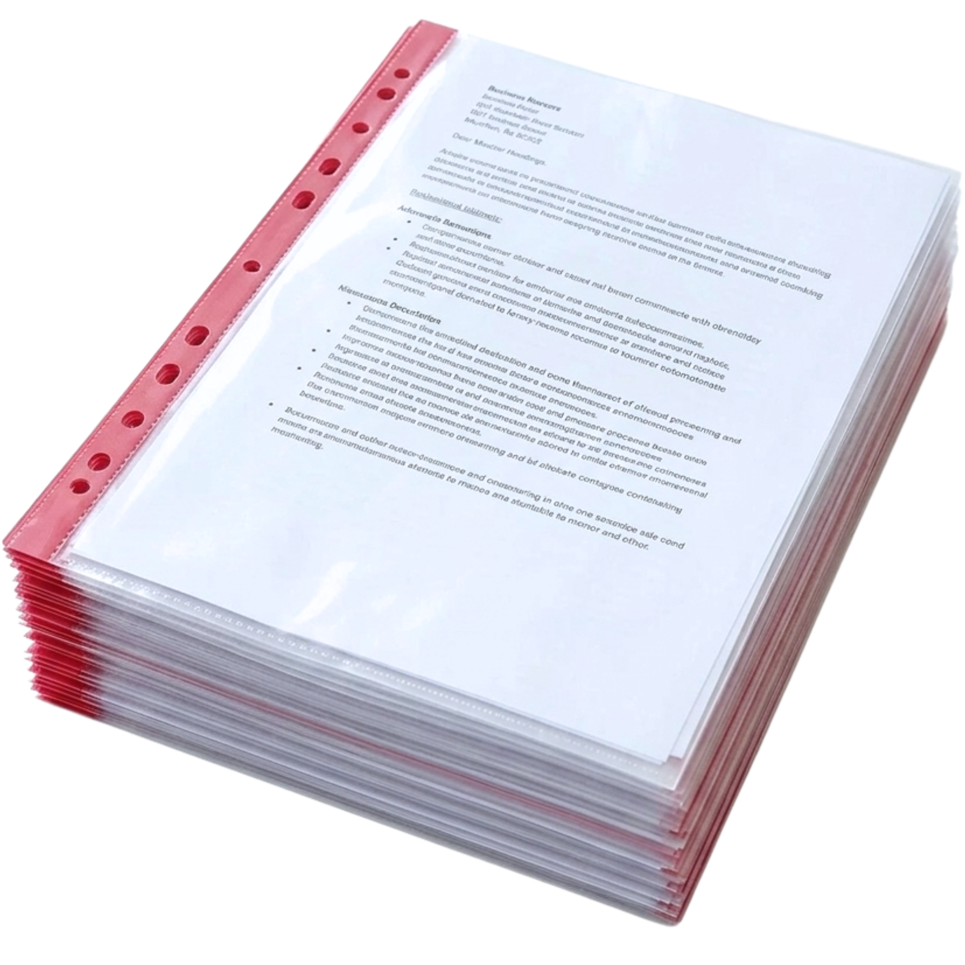 Red Spine A4 Punch Pockets Pack of 50 Crystal Clear Filing Wallets for Ring Binders