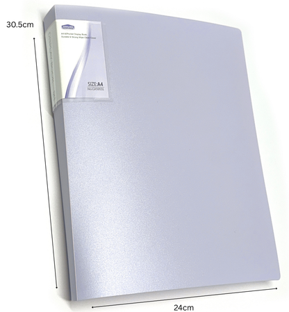 A4 display book folder in pastel purple with 10,20,30.40 or 60 pockets