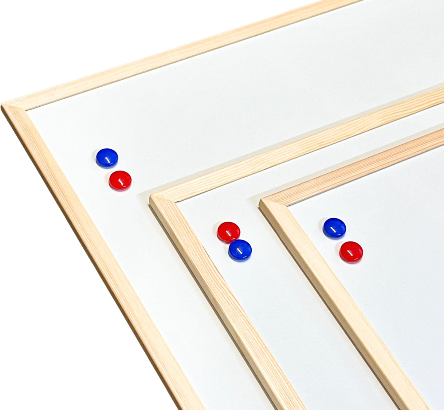 Magnetic Whiteboard | Wooden Frame | Dry Erase Noticeboard | Includes Marker & 2 Magnets