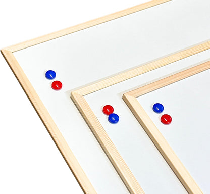 Magnetic Whiteboard | Wooden Frame | Dry Erase Noticeboard | Includes Marker & 2 Magnets