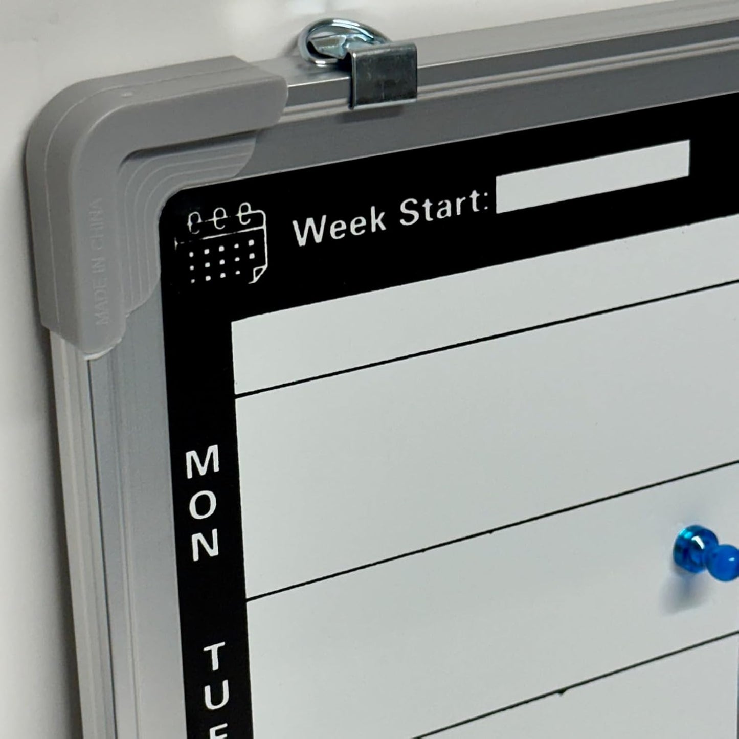 Magnetic Weekly Planner Whiteboard | 60x40cm Aluminium Frame | Dry-Wipe Wall Board | 5 Colour Markers