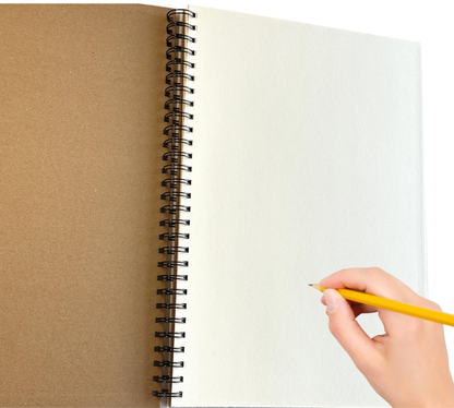 Spiral Hardback Kraft Sketchbook | A3 A4 A5 | 60 Sheets 160gsm | Art Journal for Adults & Children