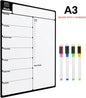 Large A3 Magnetic Fridge Wipe Board | Family Weekly Planner, Shopping List & Memo Board | 4 Colour Markers