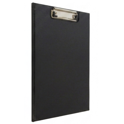 A4 Fold-Over Clipboard | Black | Low-Profile Metal Clip & Inner Pocket